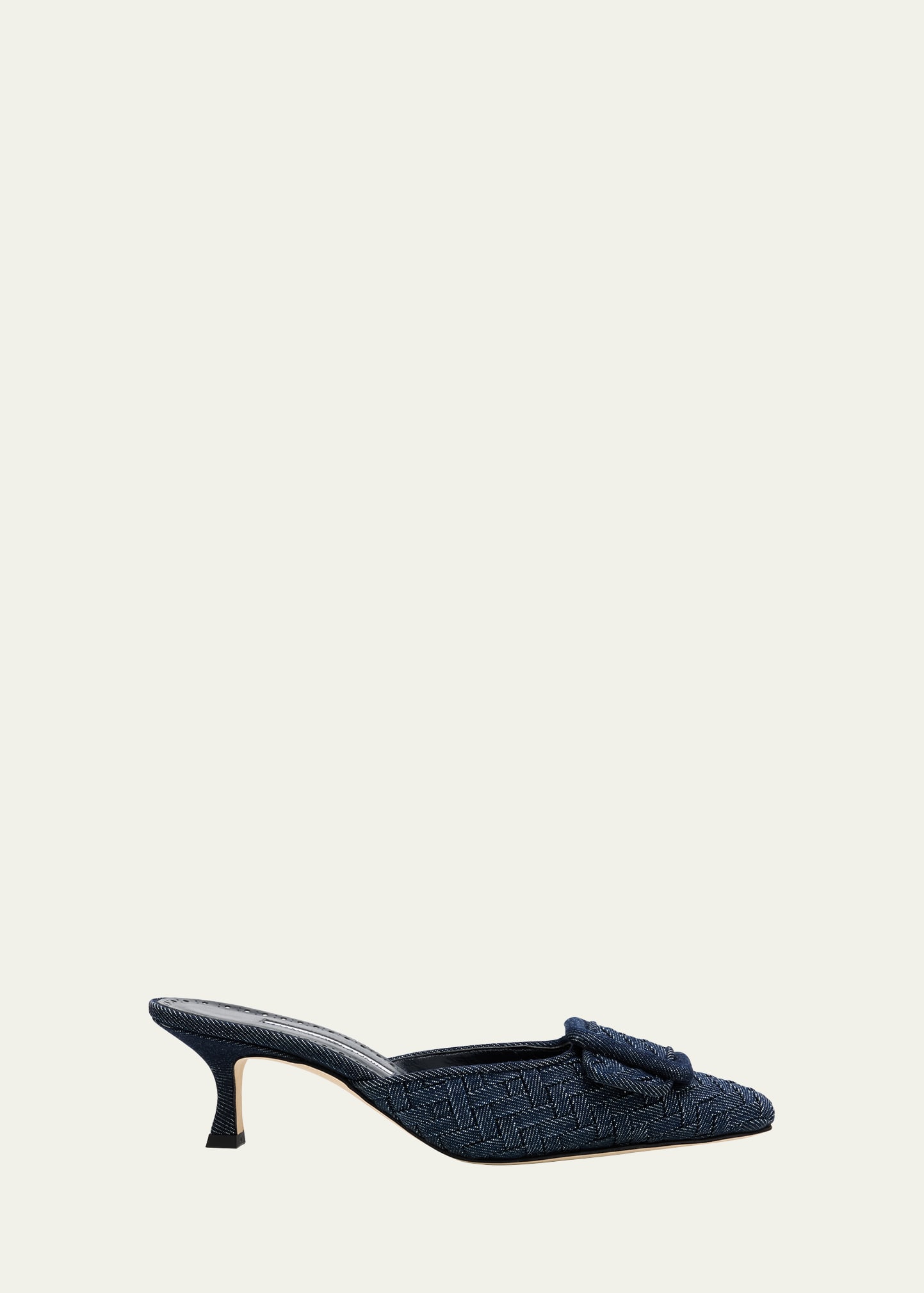 Manolo Blahnik Maysale Denim Buckle Mules - Bergdorf Goodman