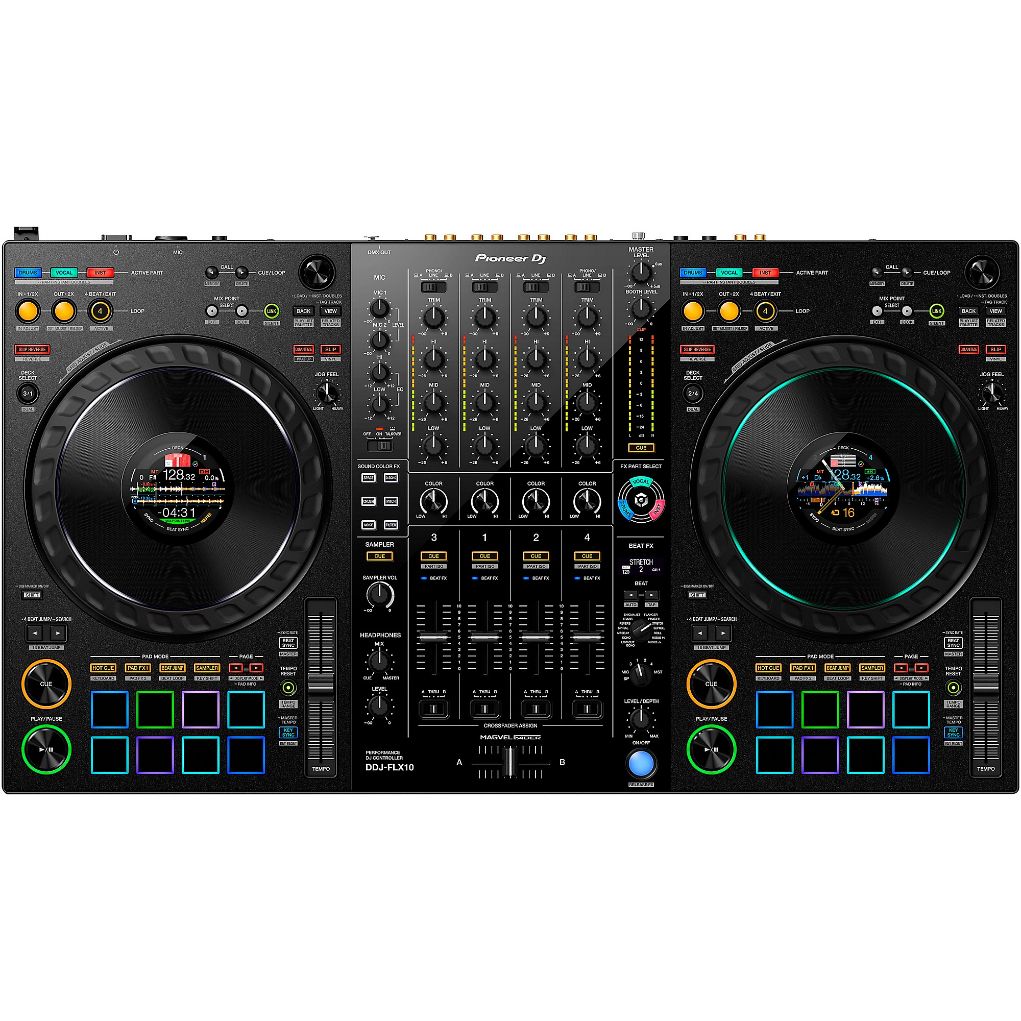 Open Box Pioneer DJ DDJ-FLX10 4-Channel Performance DJ Controller