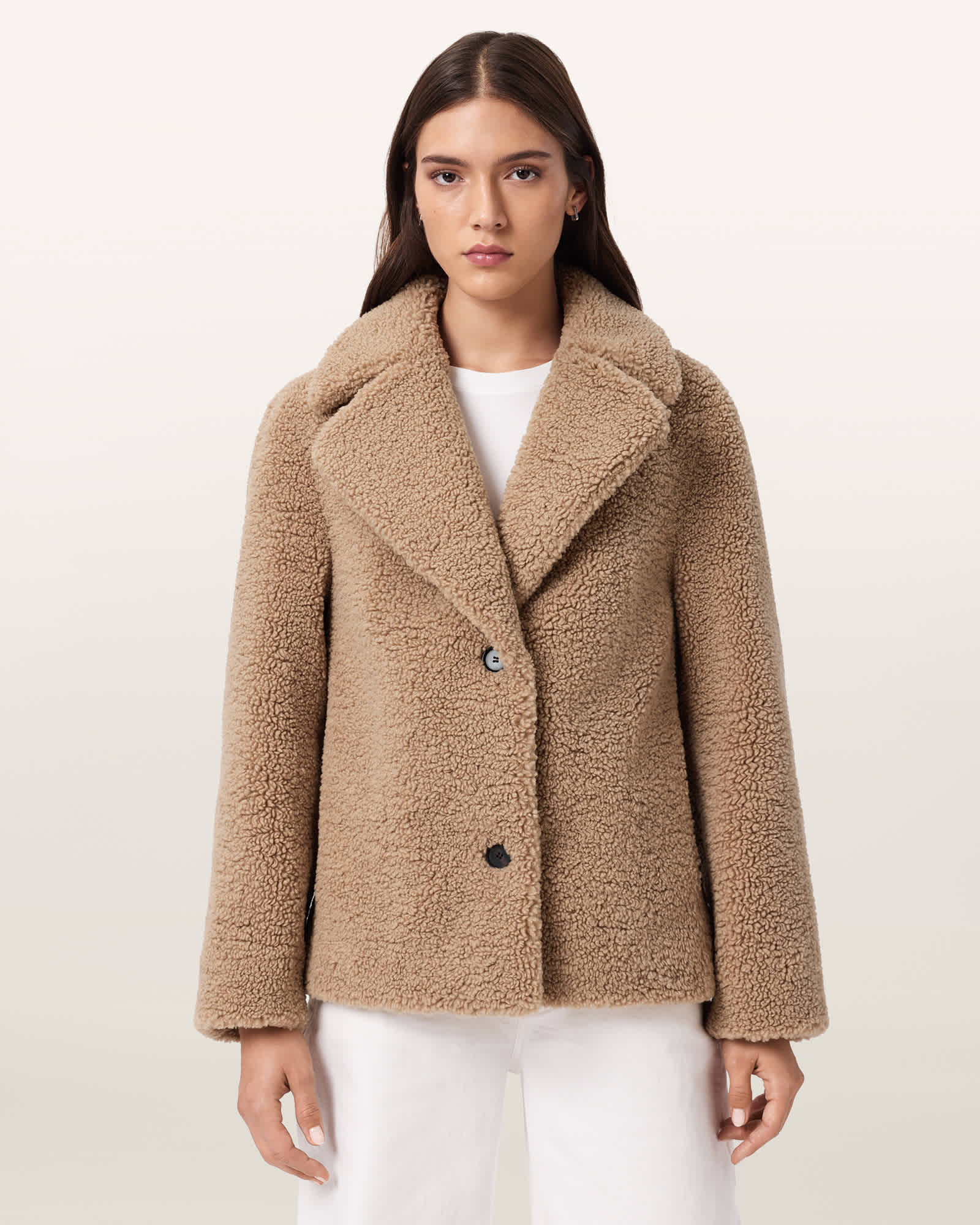 Eddie Faux Teddy Jacket CARAMEL BROWN | ALLSAINTS US