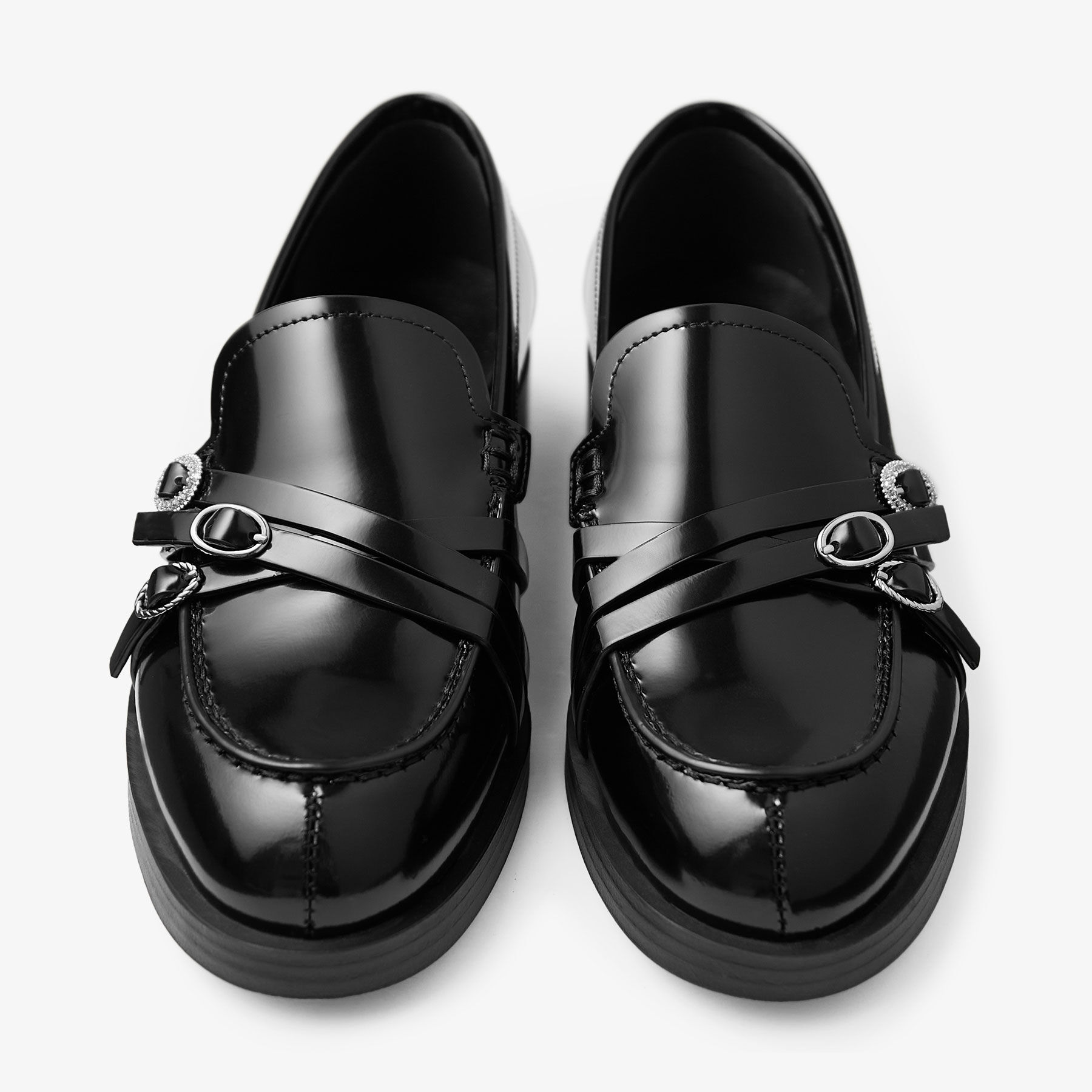 カリア ローファー | ブラック ポリッシュドカーフレザー・ローファー