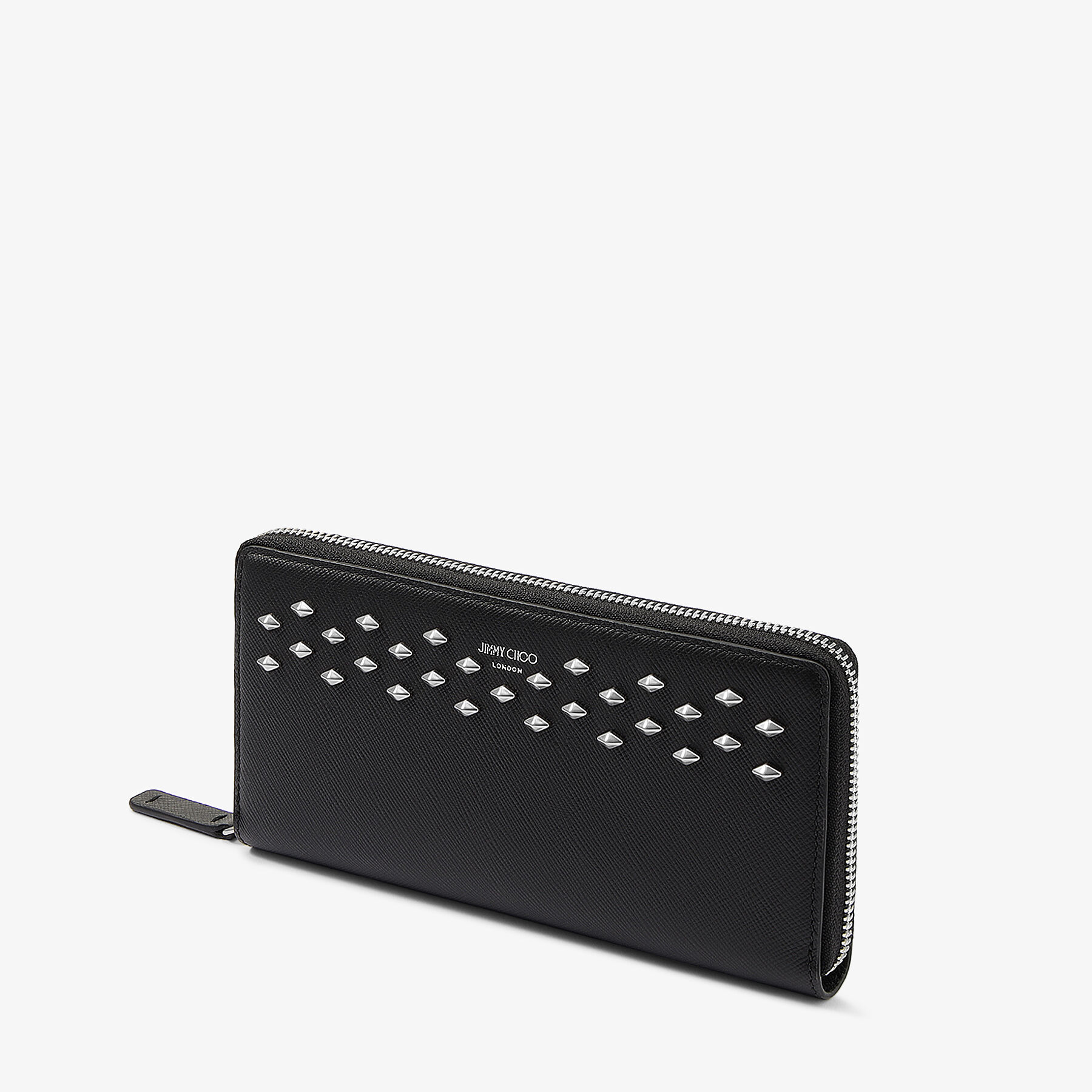 フェリックス | ブラック テクスチャードレザー・ダイヤモンドスタッズ