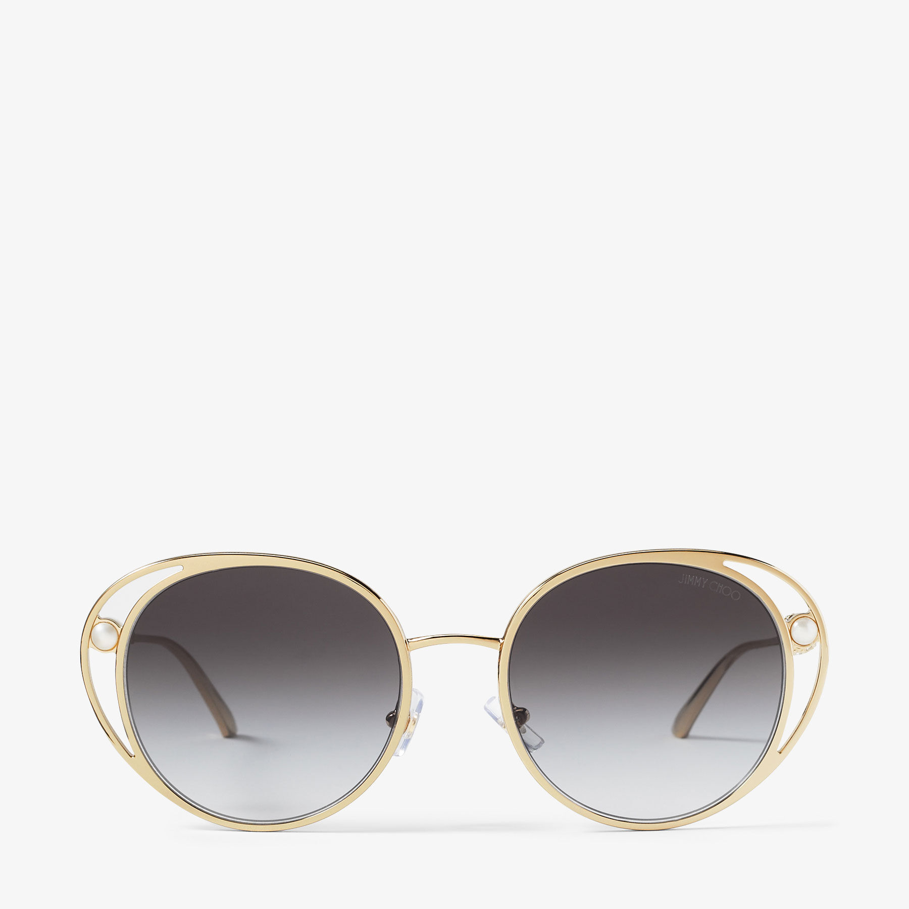 Angela | Pale Gold Oval Sunglasses | JIMMY CHOO