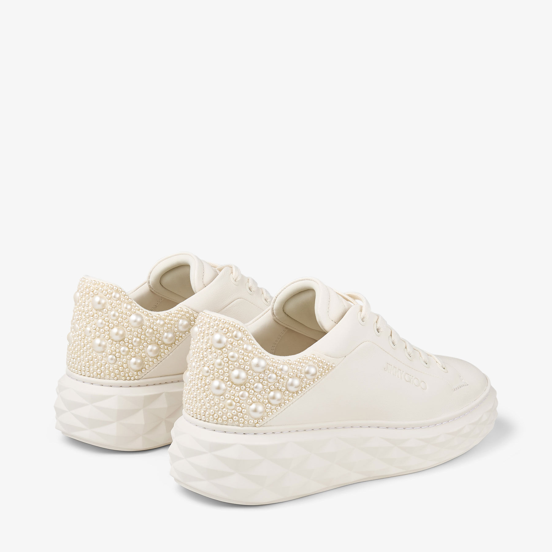 Diamond Maxi/F II | Latte Embossed Leather Trainer | JIMMY CHOO