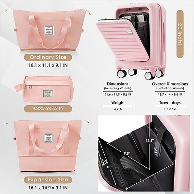 Merax 4-Piece Luggage Set: 20in Front-Opening Carry-On (Laptop