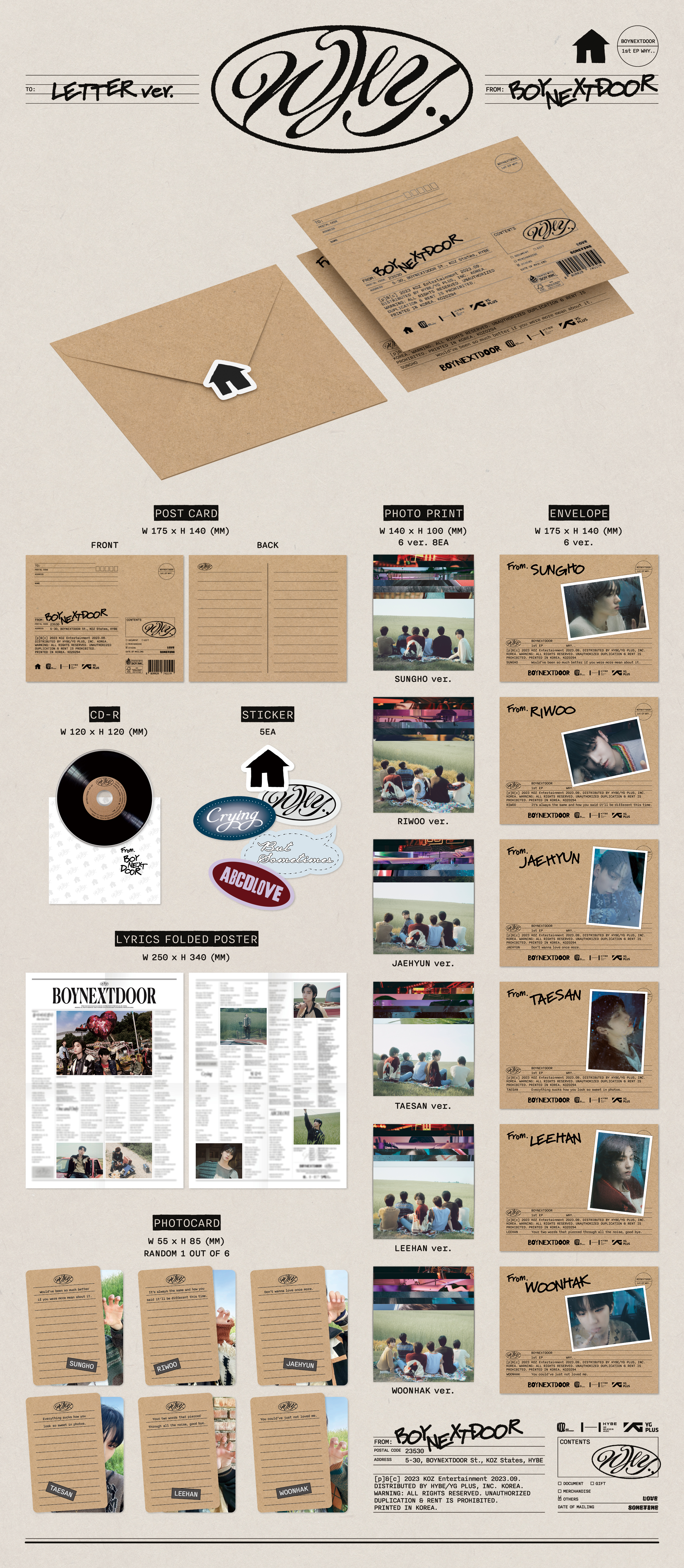 jp.ktown4u.com : BOYNEXTDOOR - 1st EP [WHY..] (LETTER ver