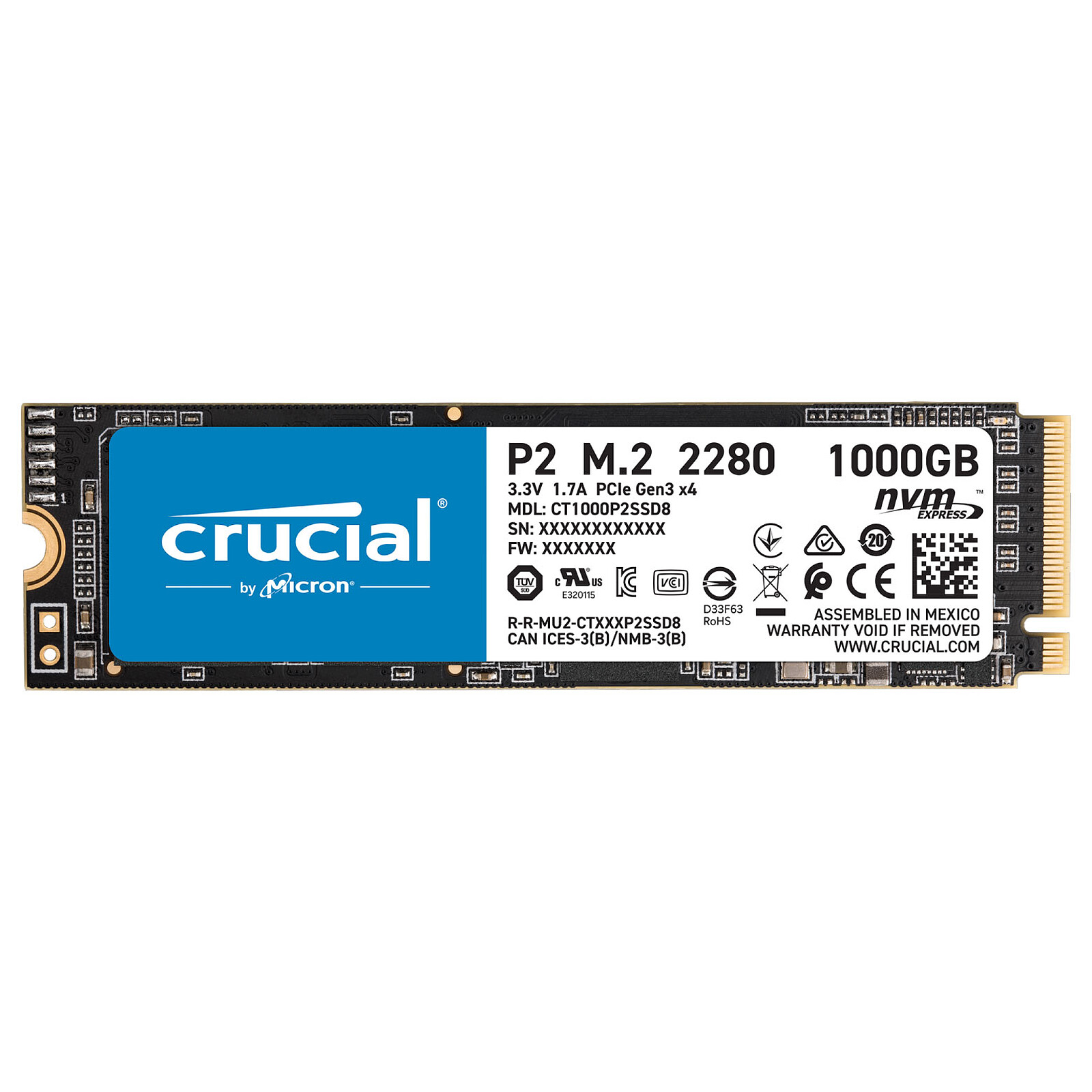 Crucial P2 M.2 PCIe NVMe 1TB - SSD - LDLC | Holy Moley