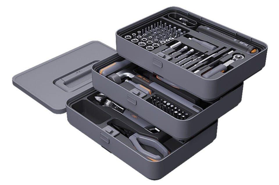 電動ドライバーも入ってる！ 日曜大工工具が一気に揃う！ 収納性も良さ