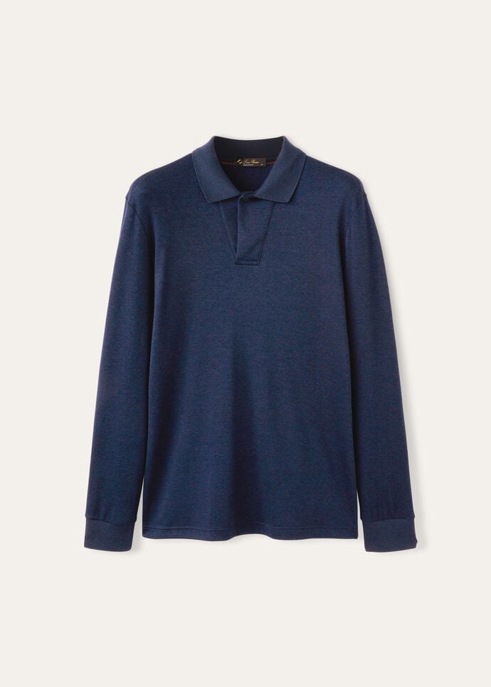 Open Polo Shirt Cashmere, Silk Ombre Blue | Polos Loro Piana US
