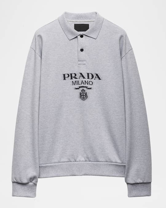 Prada Men's Crest Logo Sweatshirt | Neiman Marcus