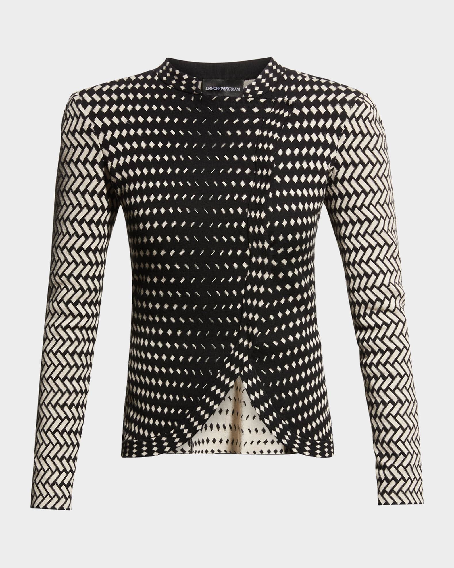 Emporio Armani Knit Jacket w/ Asymmetrical Overlap | Neiman Marcus