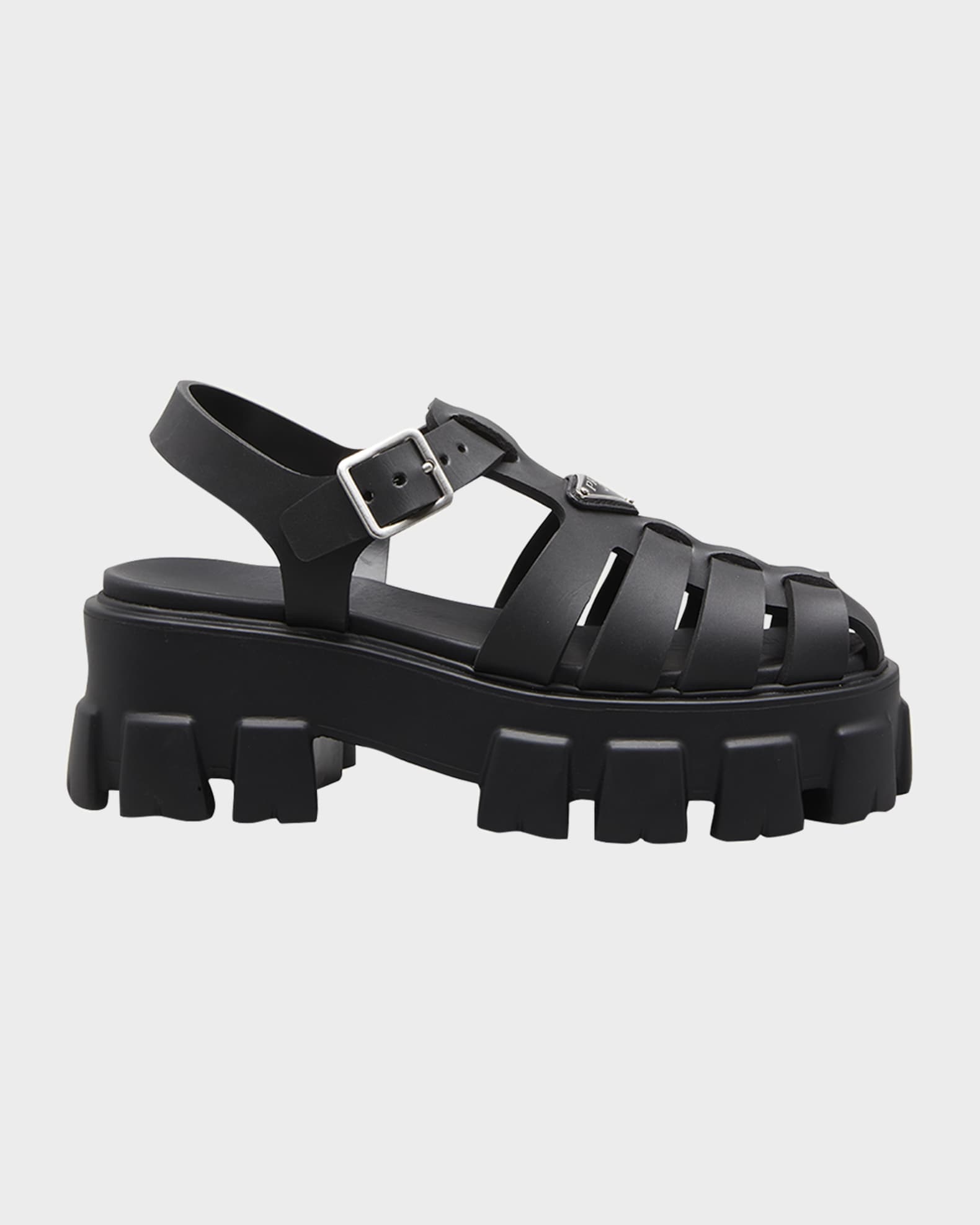 Prada Rubber Logo Chunky-Sole Fisherman Sandals | Neiman Marcus