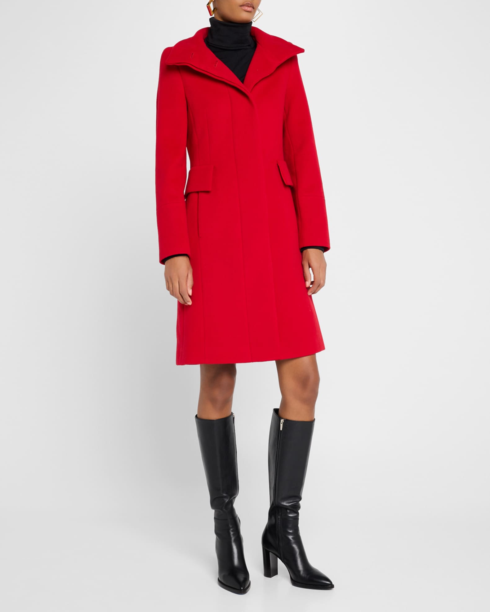 Akris punto Duffle Knee-Length Wool Coat | Neiman Marcus