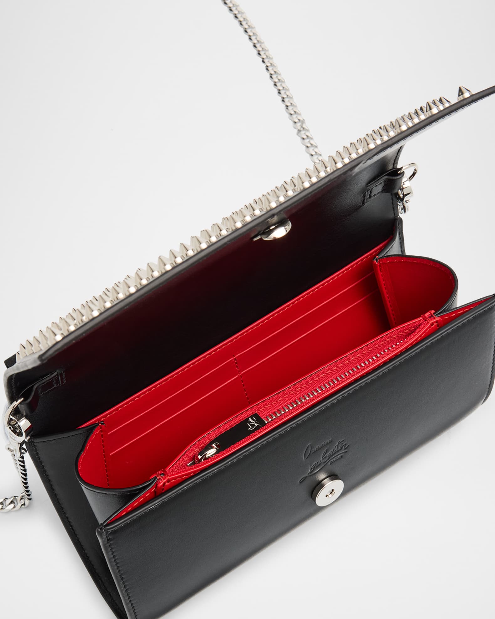 Christian Louboutin Paloma Spike Studs Leather Wallet on Chain