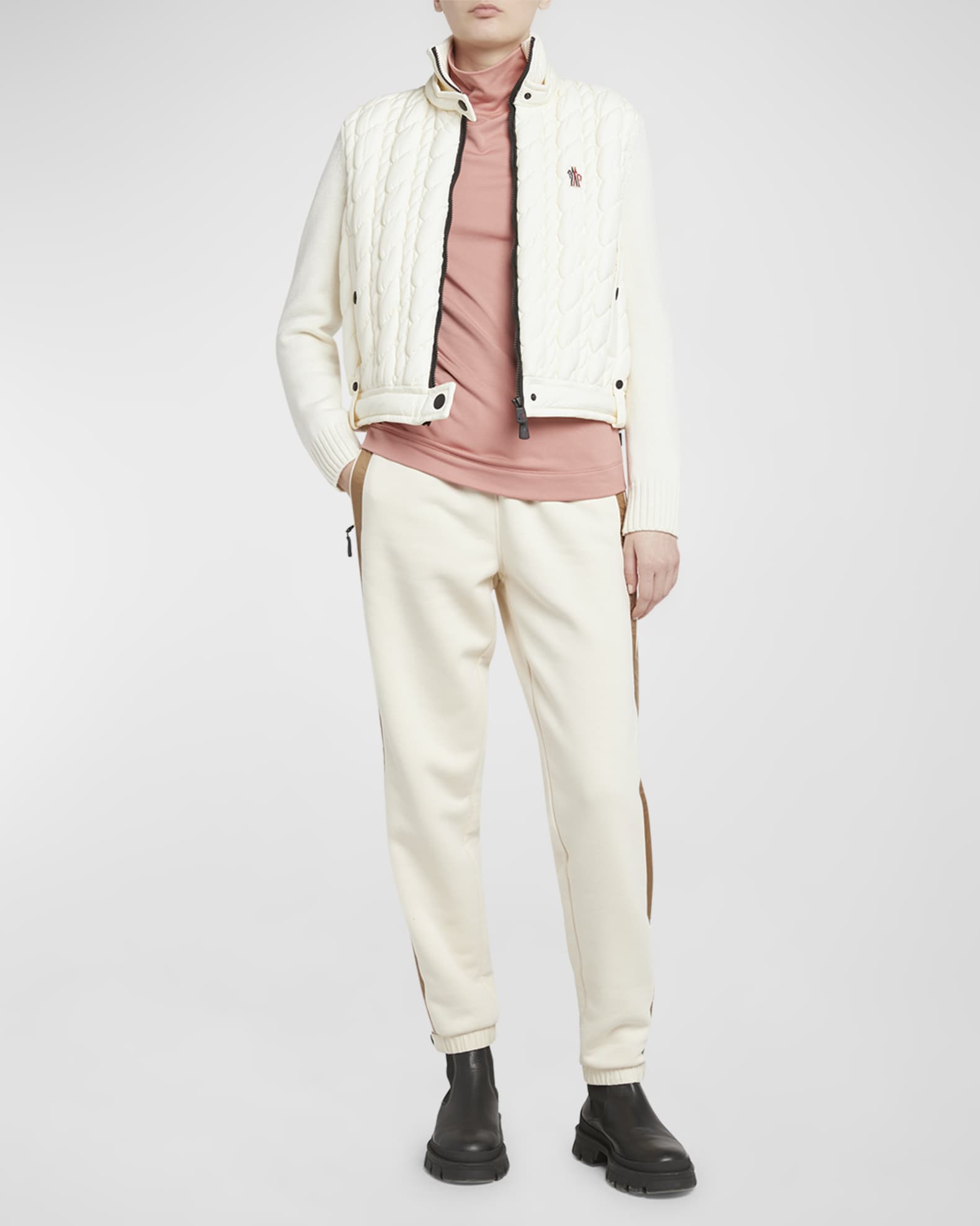 Moncler Grenoble Wool Quilted Zip-Up Cardigan | Neiman Marcus