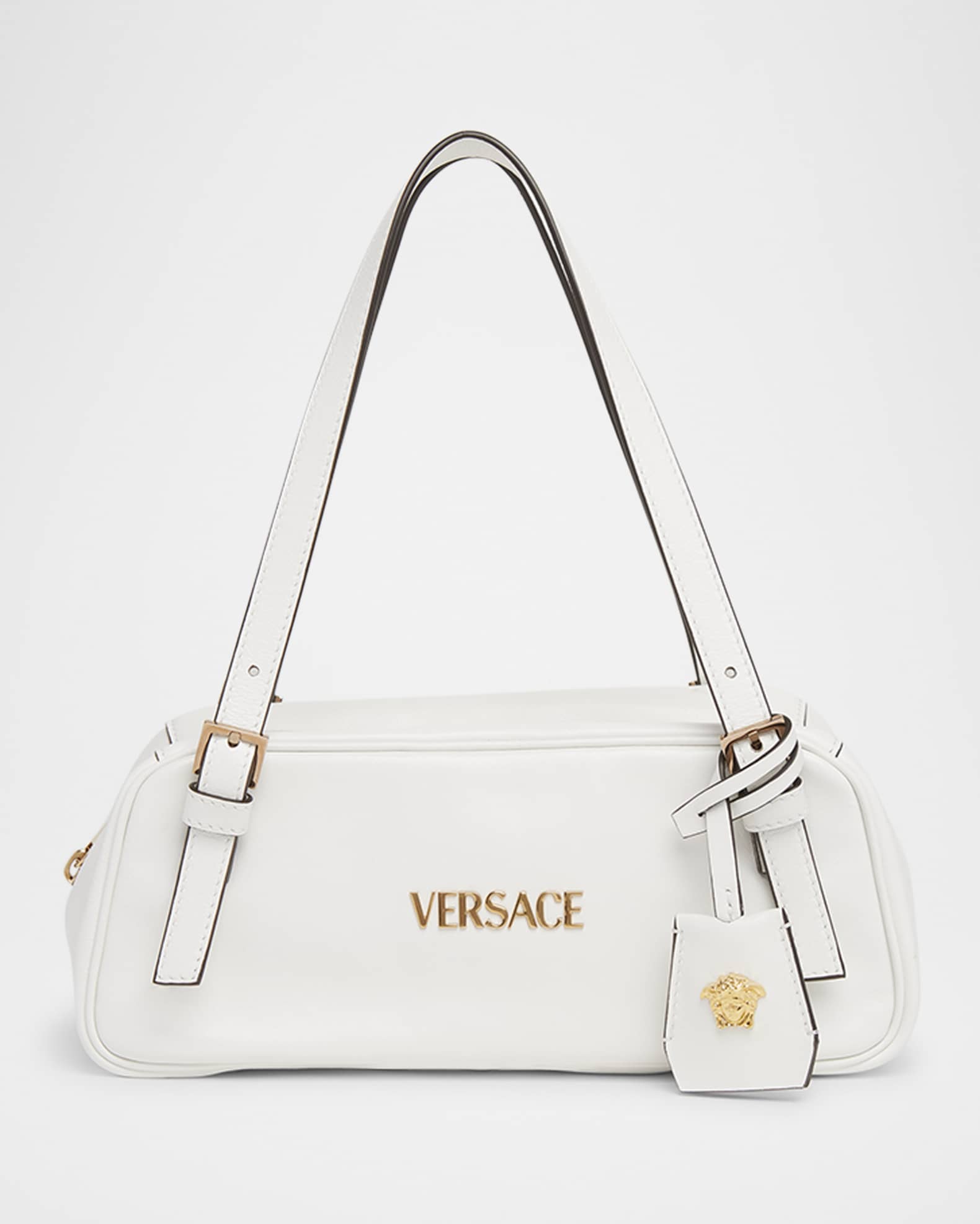 Versace Versace Tag Zip Leather Shoulder Bag | Neiman Marcus