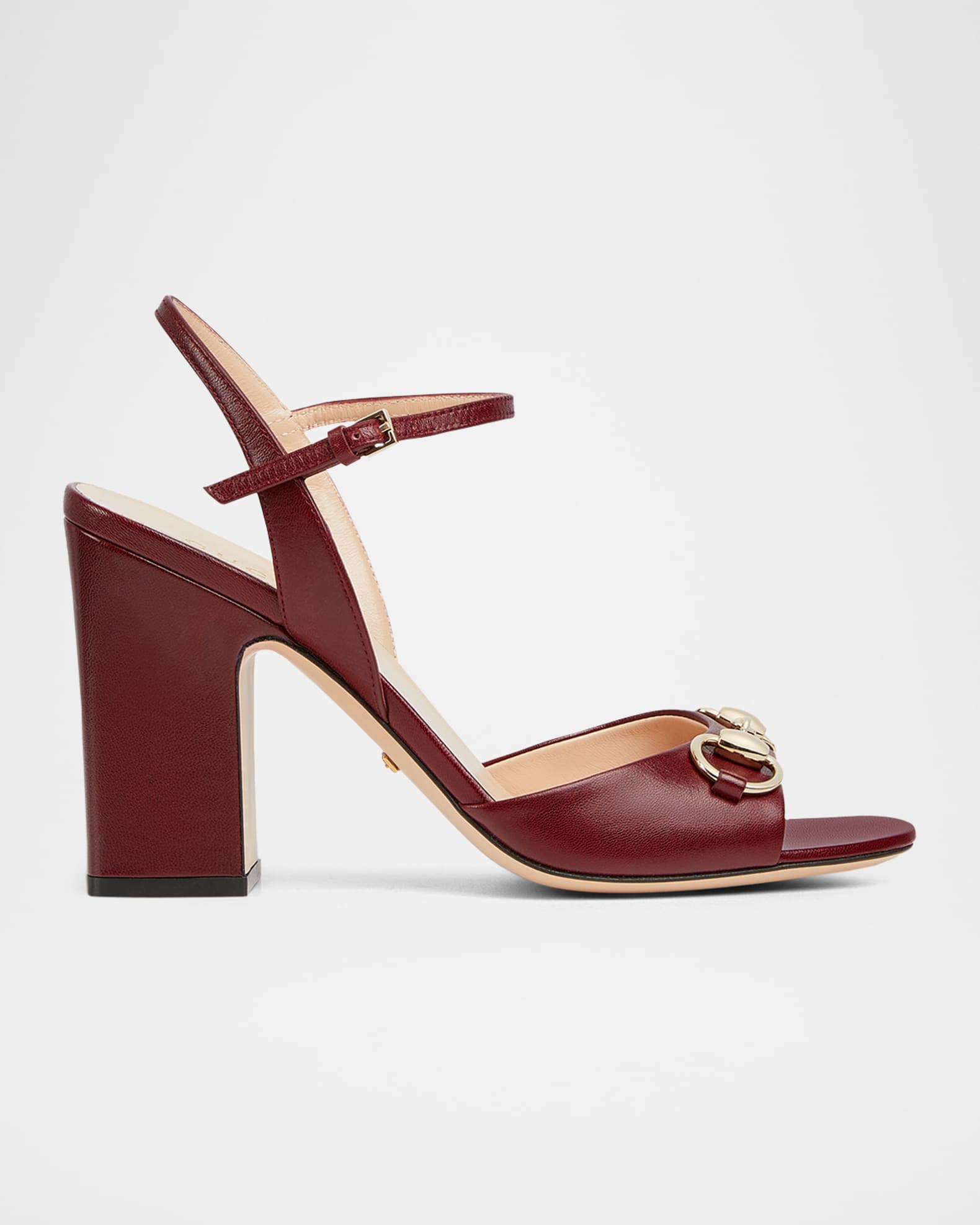 Gucci Lady Horsebit Ankle-Strap Leather Sandals | Neiman Marcus