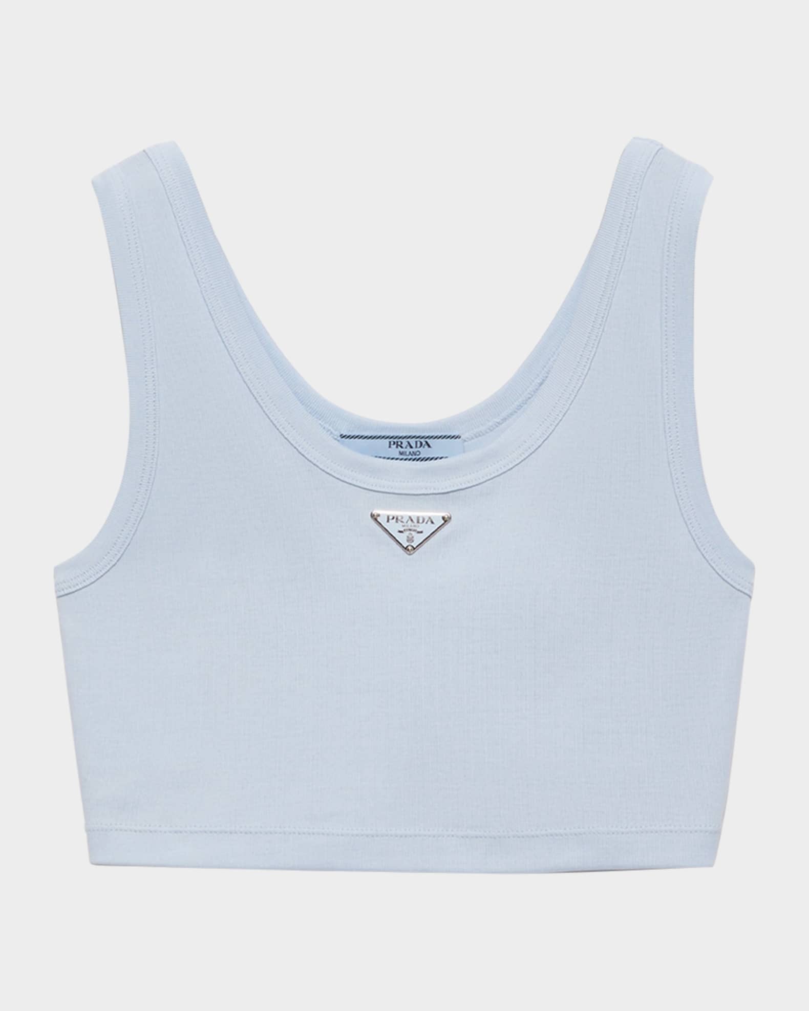 Prada Triangle Rib Knit Crop Tank Top | Neiman Marcus