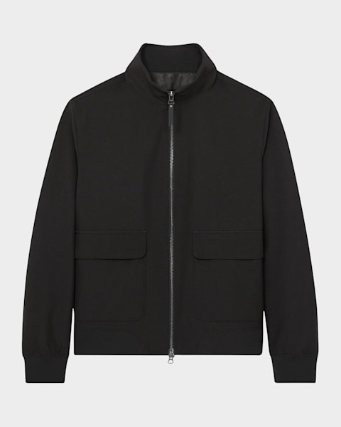 Emporio Armani Men's Suede and Wool-Knit Full-Zip Jacket | Neiman