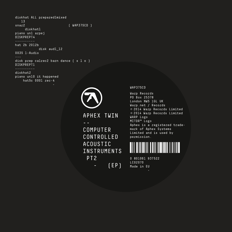 Aphex Twin: Computer Controlled Acoustic Instruments pt2 EP Album