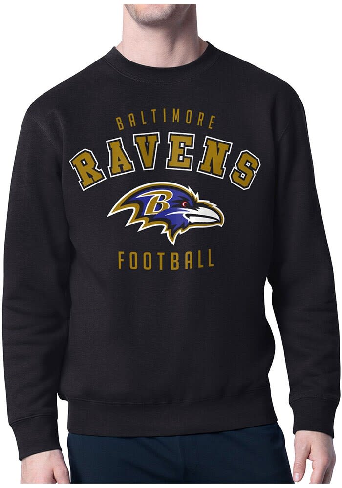 Starter Baltimore Ravens Mens BLACK Logo Crew Sweatshirt - 43443983