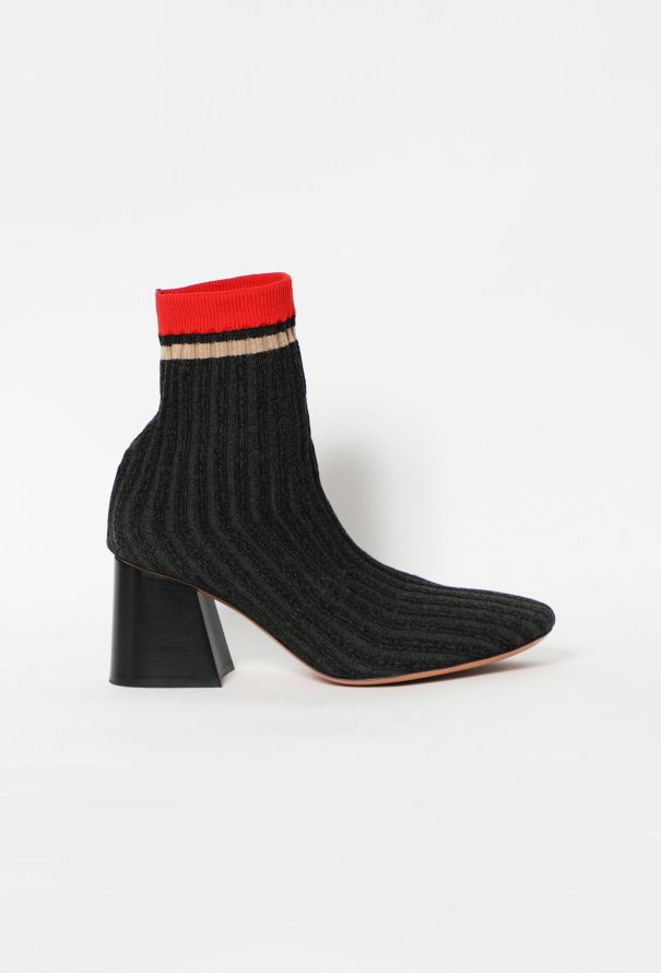 Black Ribbed Sock Boots - Céline | ReSee
