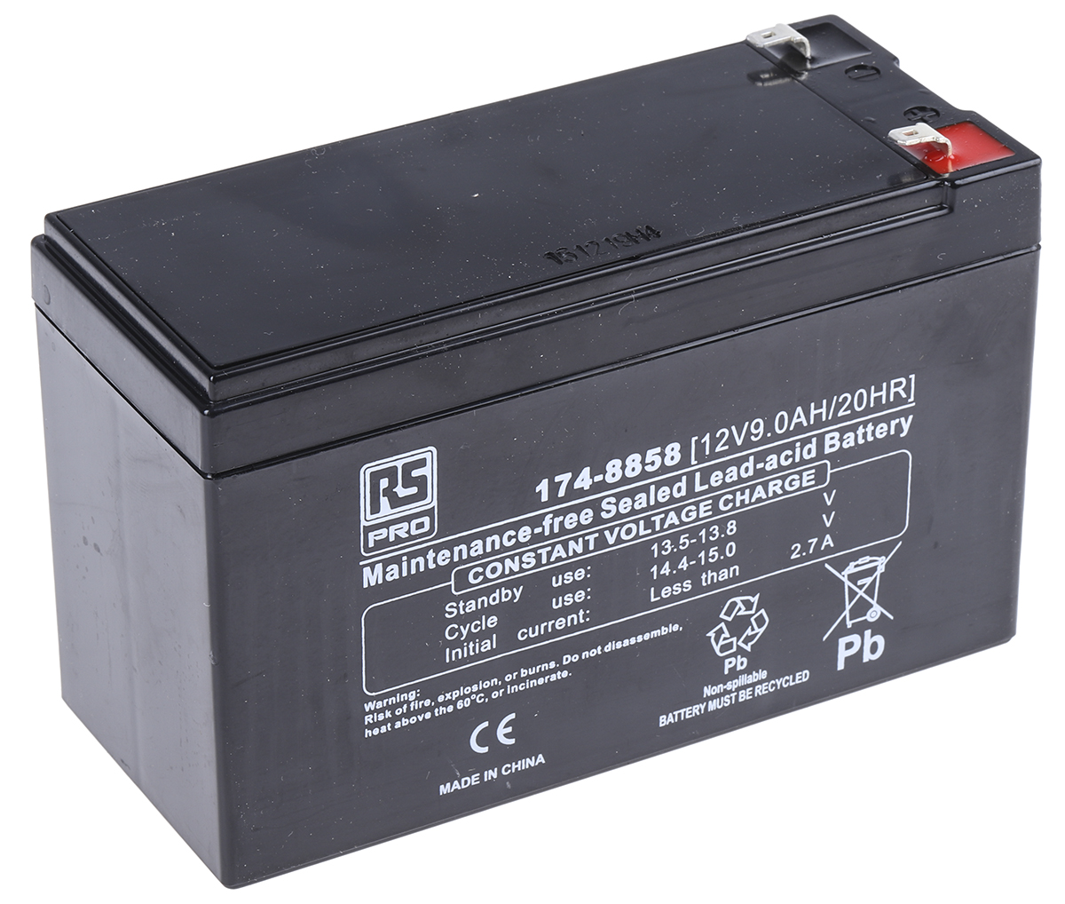 RS PRO 12V T1 Sealed Lead Acid Battery, 9Ah | RS