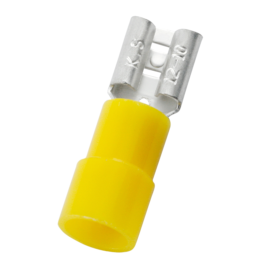 RS PRO メス スペードコネクタ 絶縁, 圧着 タイプ：, 12 AWG → 10 AWG