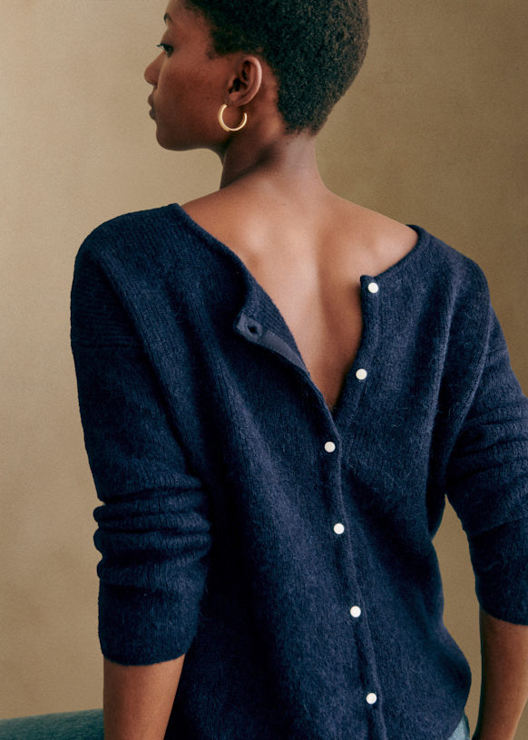 Gaspardカーディガン - ブラック - スーパーキッドモヘア - Sézane