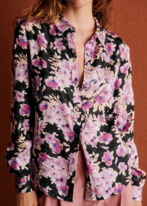 Ann Shirt - Fuchsia Pink - Silk - Sézane