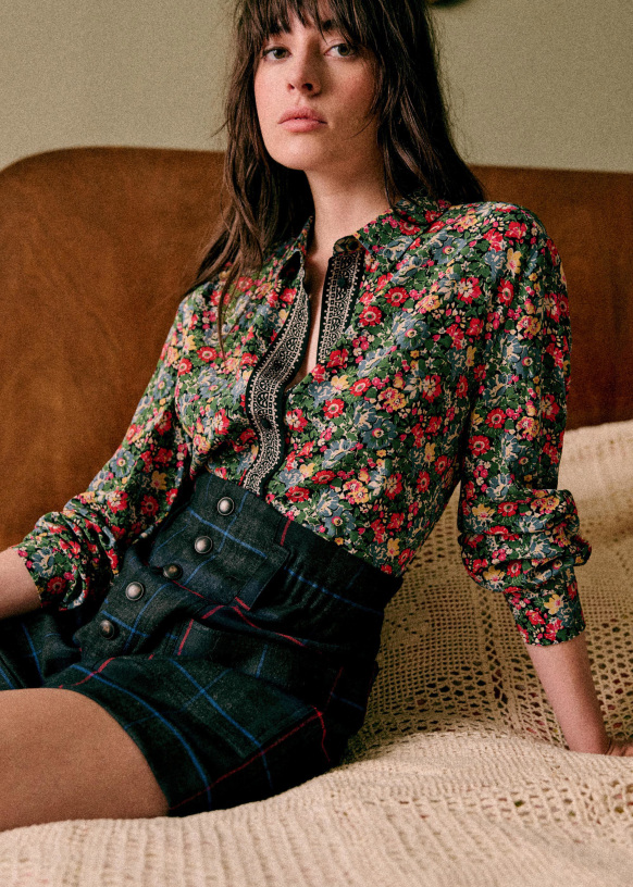 Ann Shirt - Fuchsia Floral - Viscose - Sézane