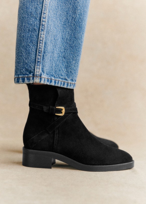 Eloane Low Boots - Black - Bovine leather - Sézane