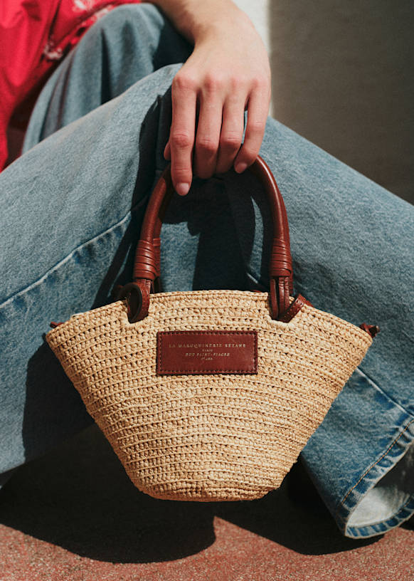 Justine Mini Basket Bag - Natural Raffia - Raffia - Sézane