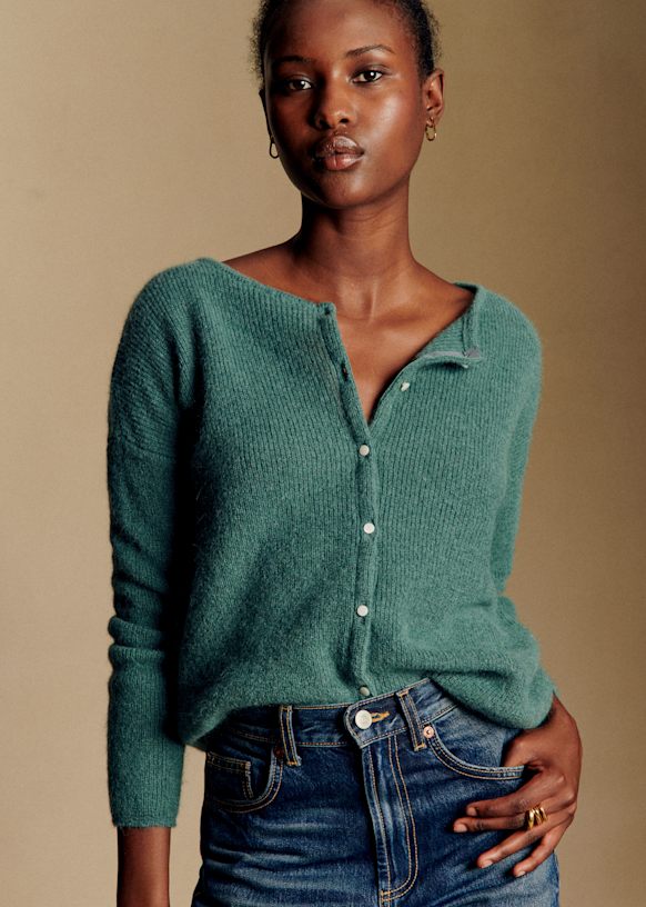 Gaspardカーディガン - セージ - スーパーキッドモヘア - Sézane