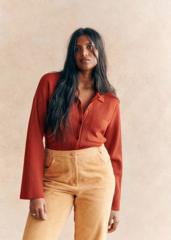 Liya Cardigan - Rust - Merino Wool - Sézane