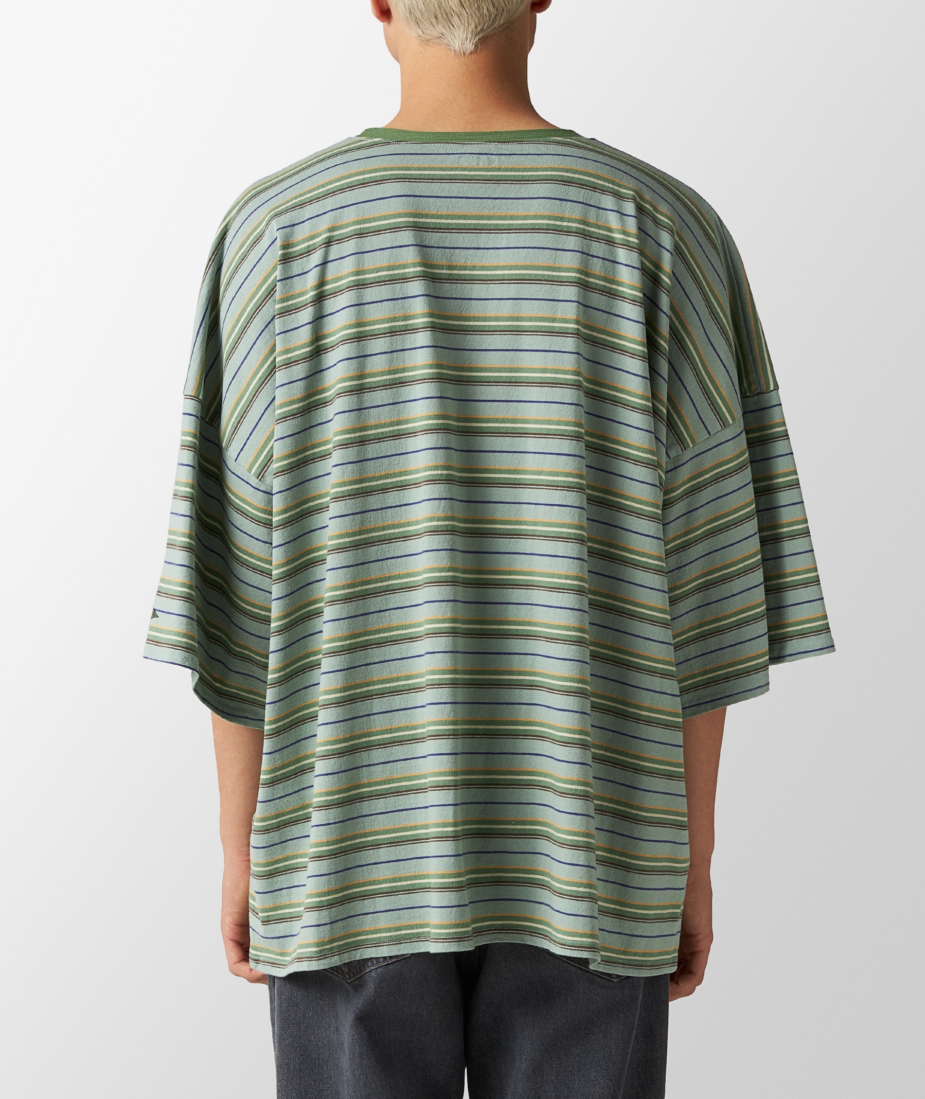 KAPITAL Multi-Stripe Jersey Huge T-Shirt in Green | SVD