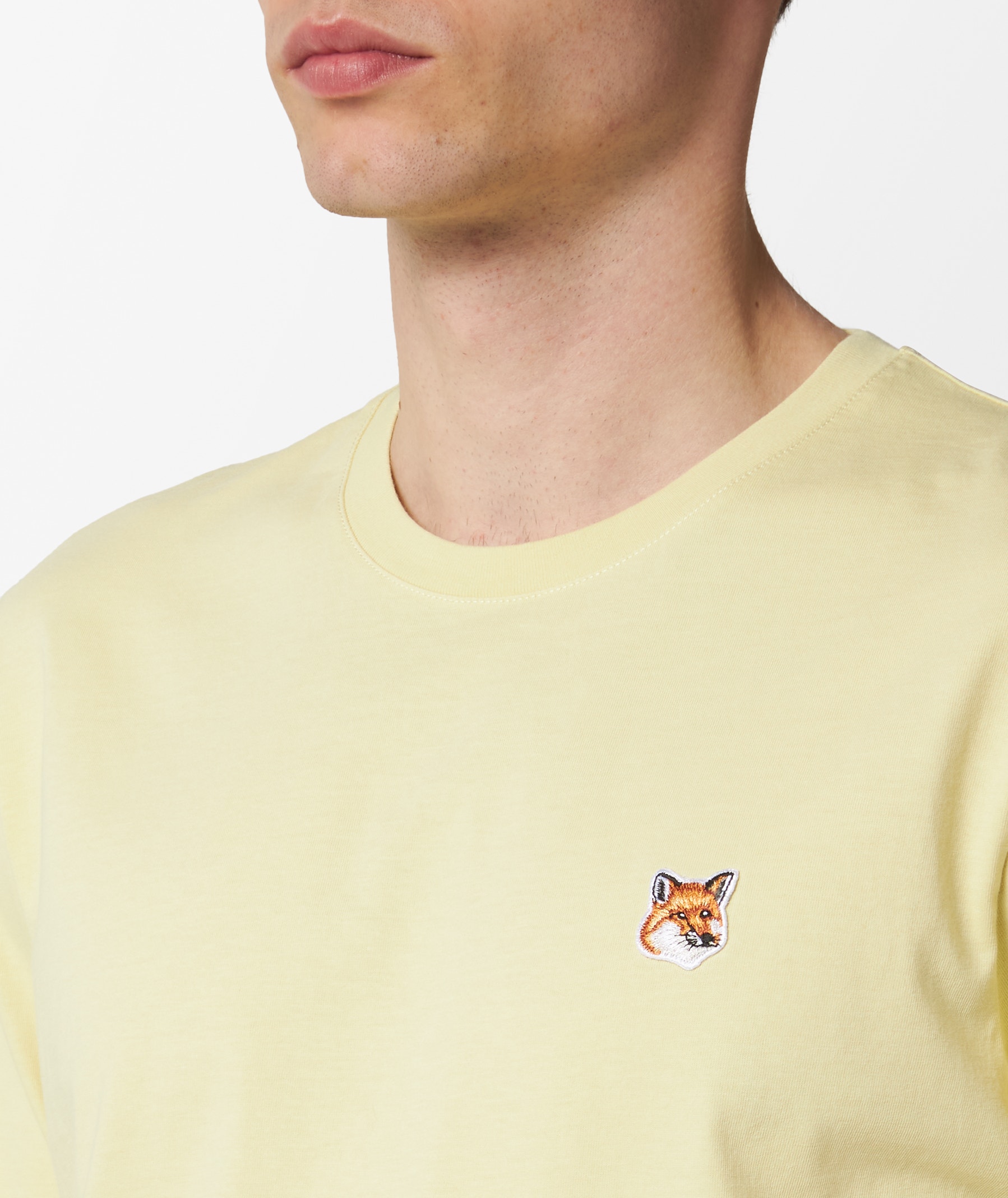 MAISON KITSUNÉ Fox Head Patch T-Shirt in Yellow | SVD USA