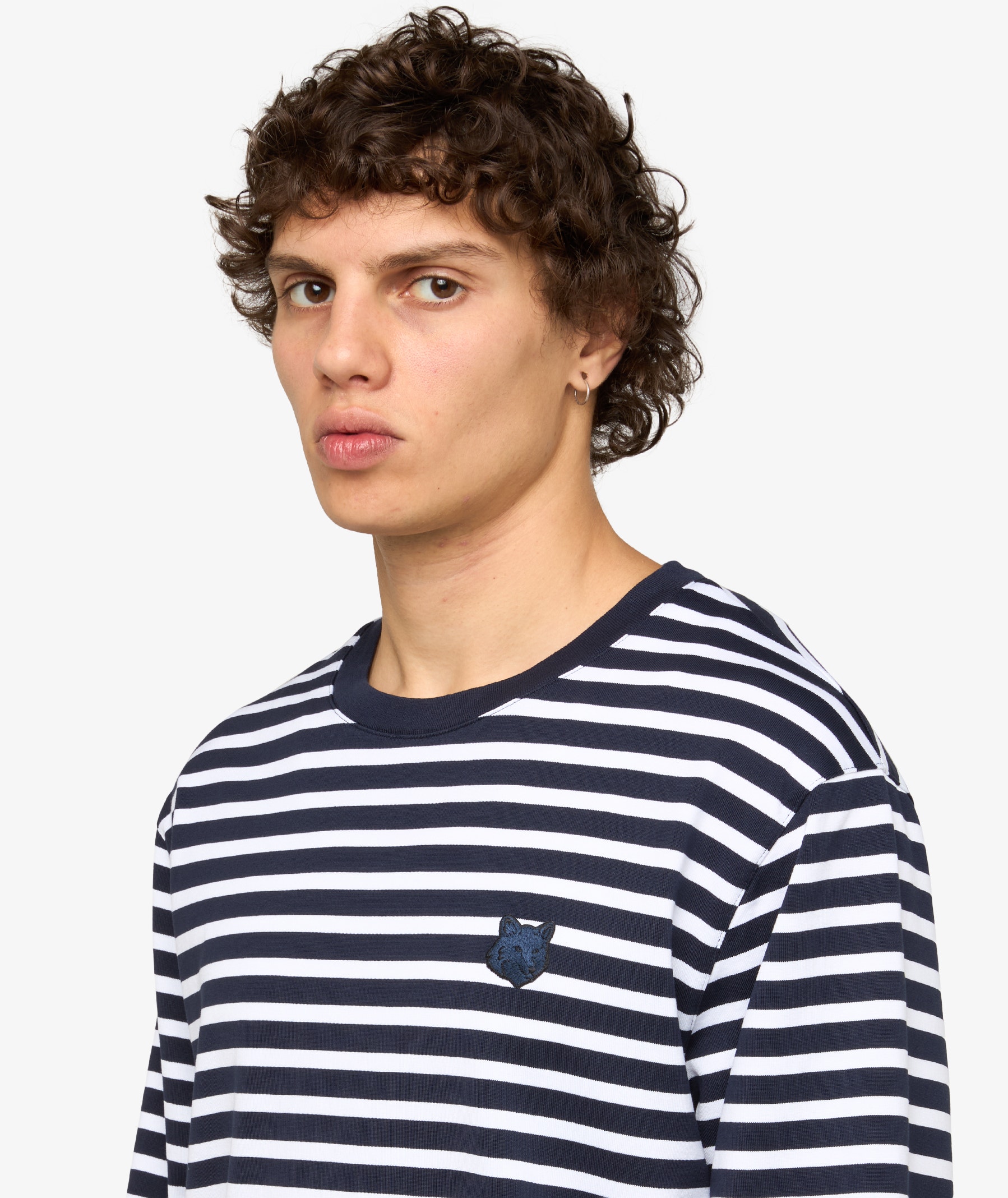 MAISON KITSUNÉ Fox Head Long Sleeve T-Shirt | Navy Blue | SVD USA