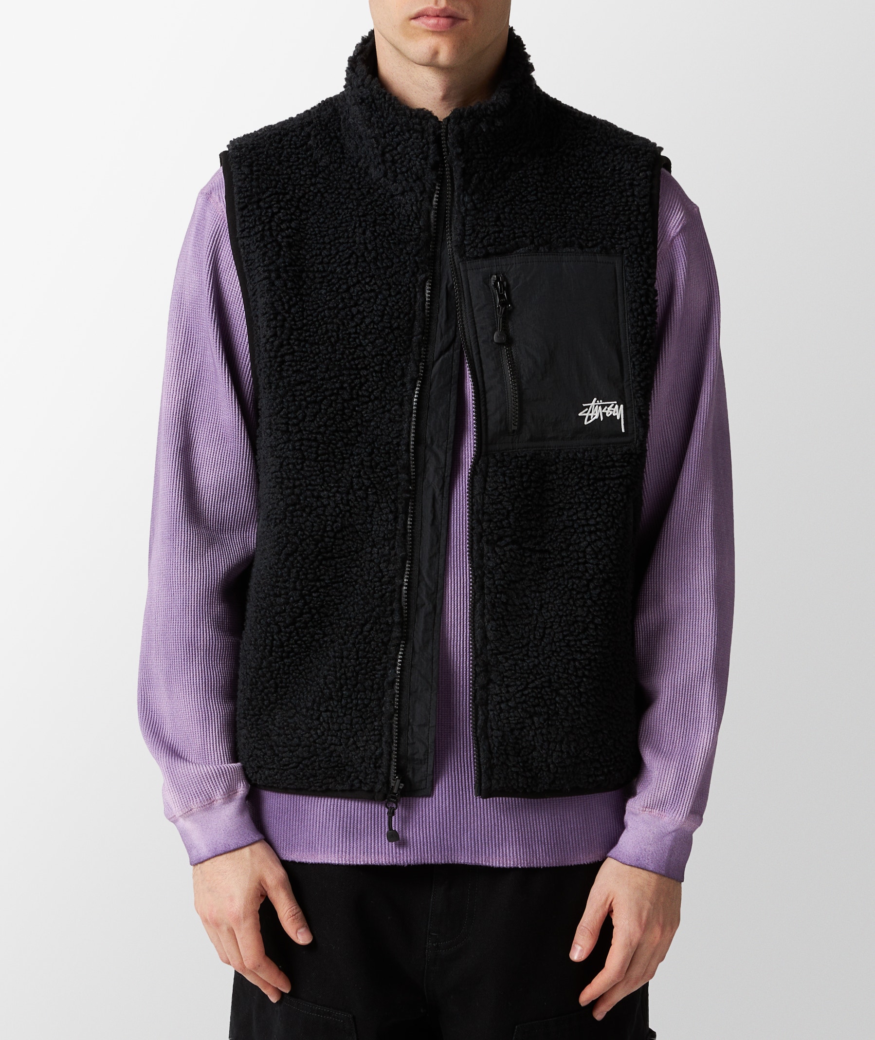 Stüssy Sherpa Reversible Vest in Black | SVD USA