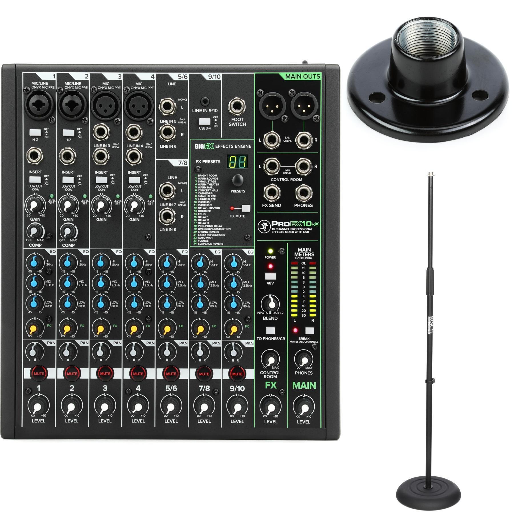 Mackie ProFX10v3 10-channel Mixer with Stand | Sweetwater