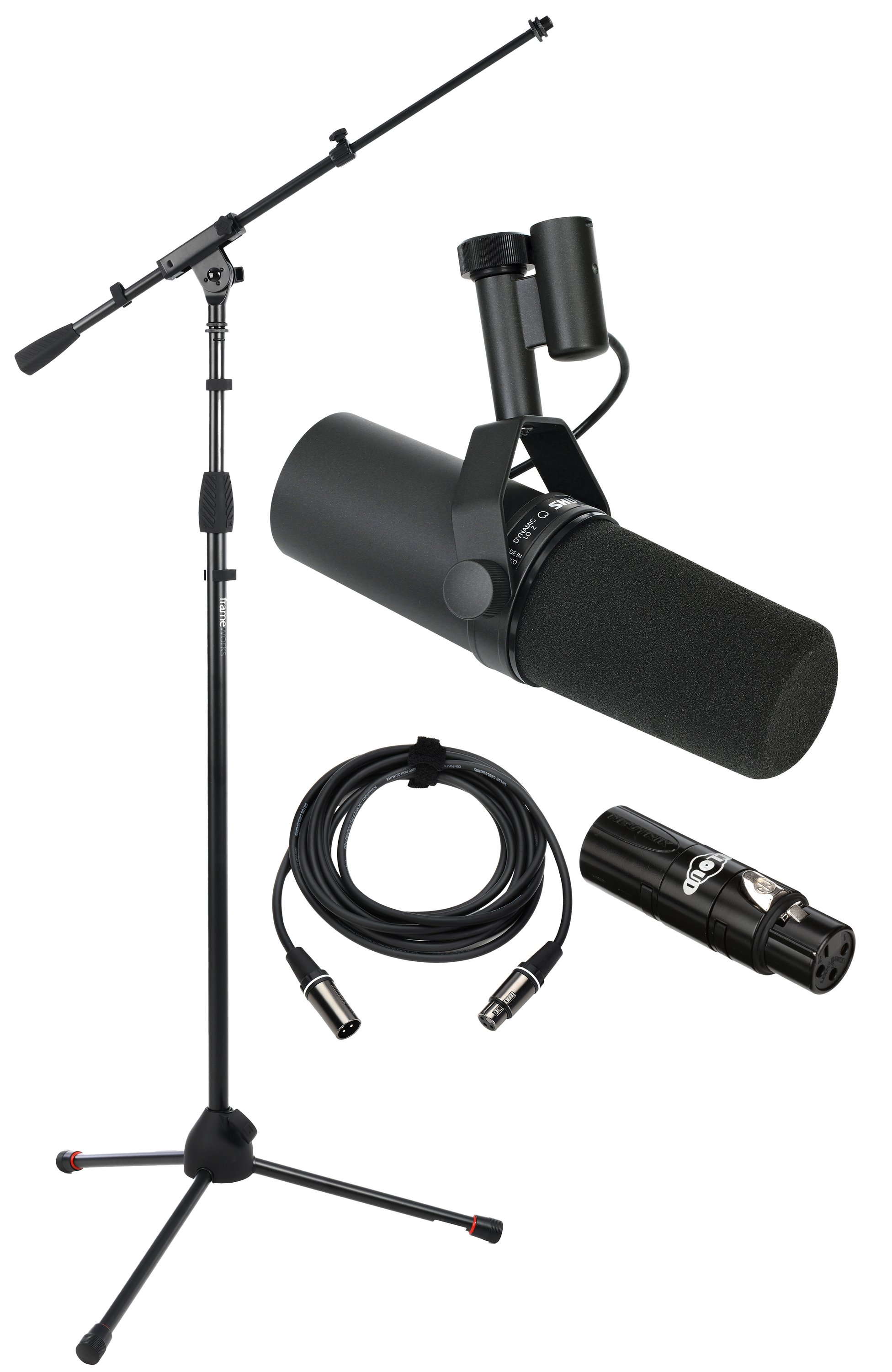 Shure SM7B Dynamic Microphone and Cloud In-line Preamp with Stand
