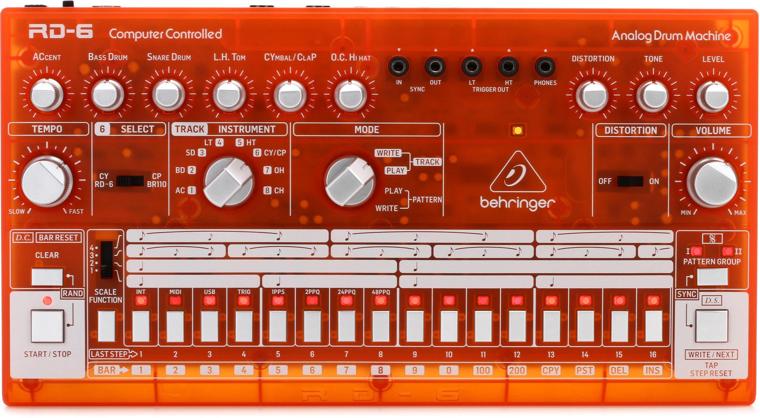 Behringer RD-6-TG Analog Drum Machine - Orange Translucent