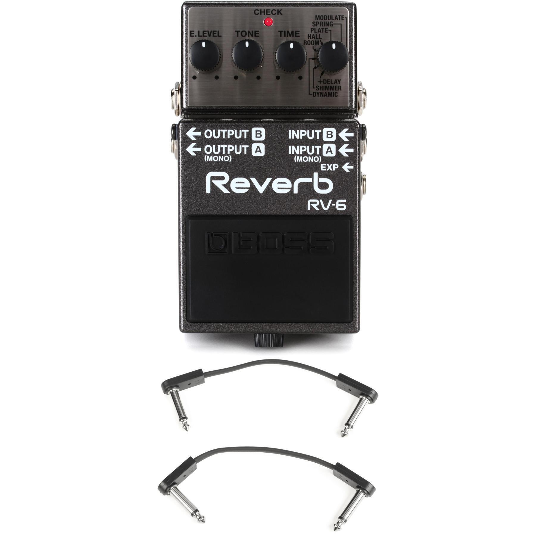 Boss RV-6 Digital Reverb Pedal with EBS Patch Cables | Sweetwater