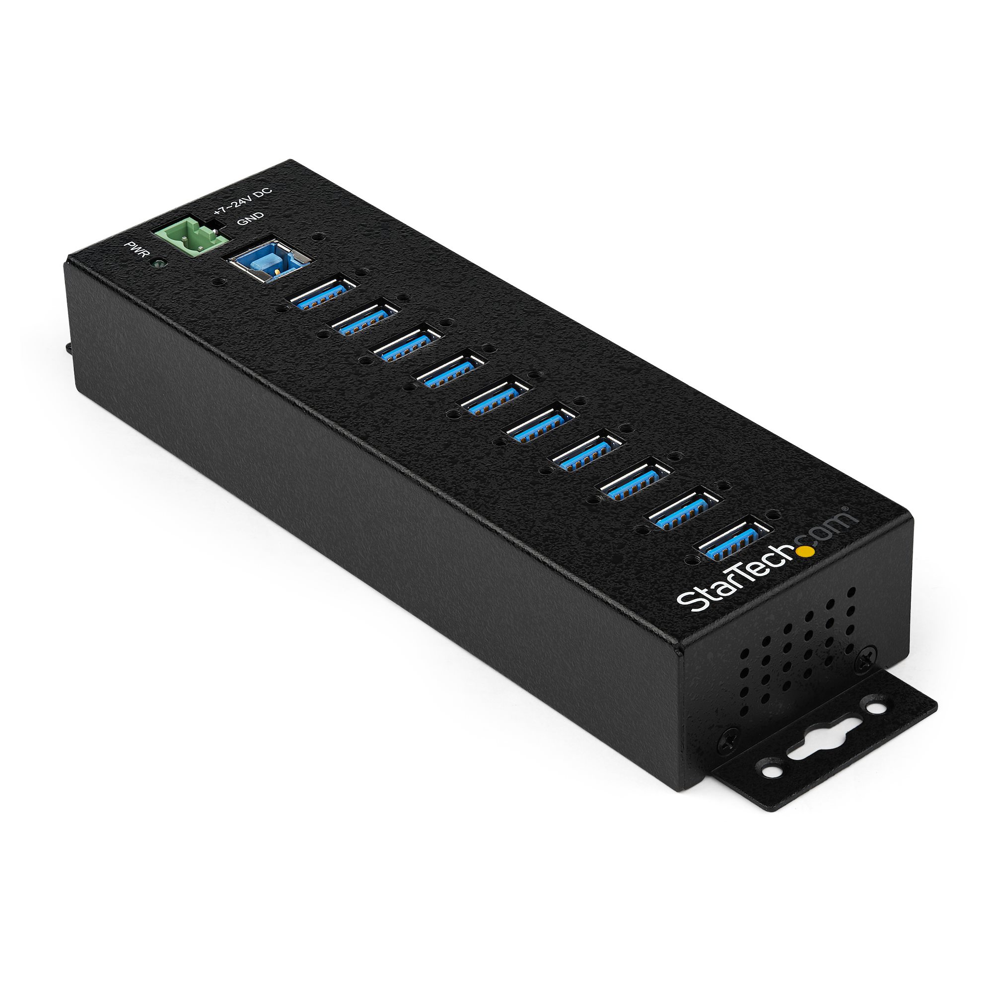 10-Port USB 3.0 Hub with Power Adapter - Metal Industrial USB-A