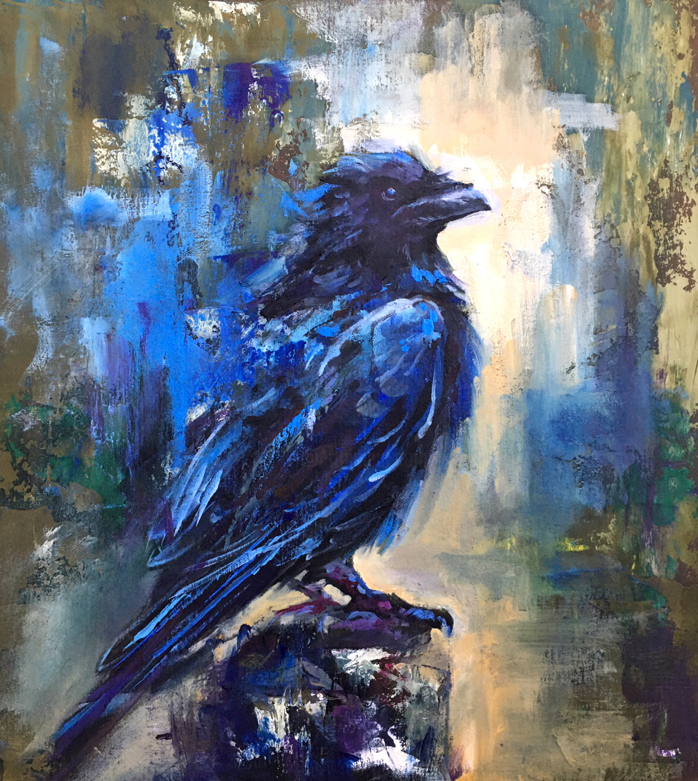 Raven Crow Art Painting Art Oil Peinture, Painting by Valerie