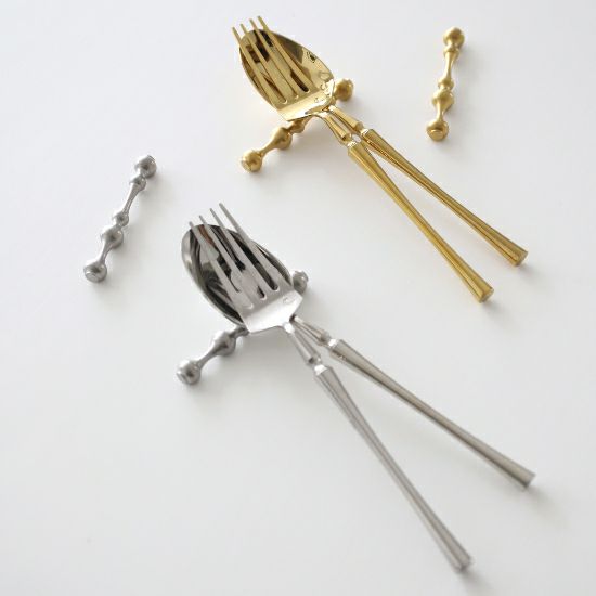 ステンレス製 ゴールドシルバーカトラリーレスト 箸置き｜おしゃれな