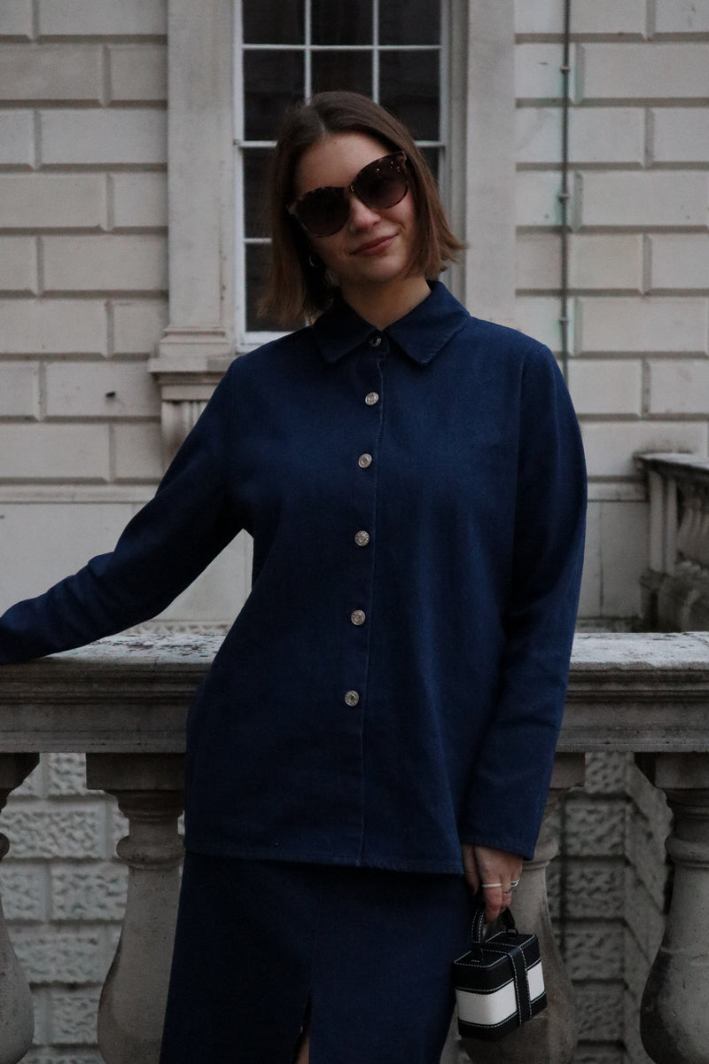 Long Sleeve Shirt - Dark Blue Denim – Mimz