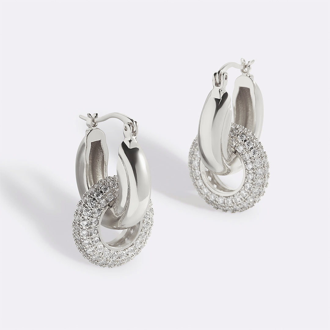 Pave Interlock Hoop Earrings – Mint & Lily