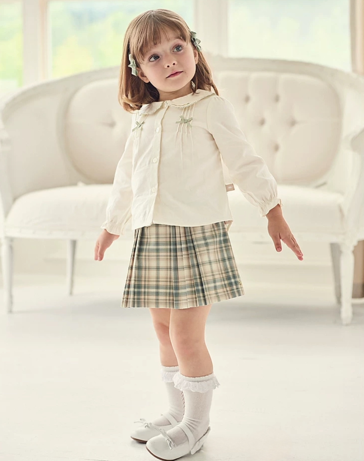 mini closet / グリーンチェック柄スクール風セットアップ DB3241720