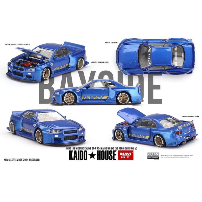 MINI GT Nissan Skyline GT-R (R34) Kaido Works (V2 Aero) SHINJUKU