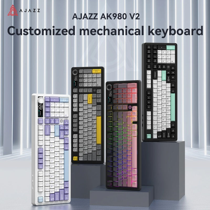 AJAZZ AK980 V2 Wired Mechanical Keyboard Three-mode Hot-swappable